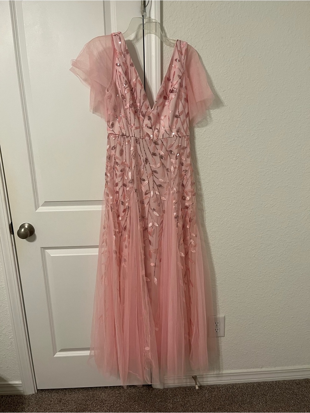 Ever Pretty Blush Pink Embroidered Tulle Maxi Dress